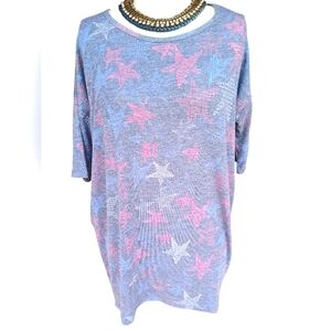LulaRoe Irma Tunic JERSEY Womens Top Blouse Oversized XXS Star Patterned